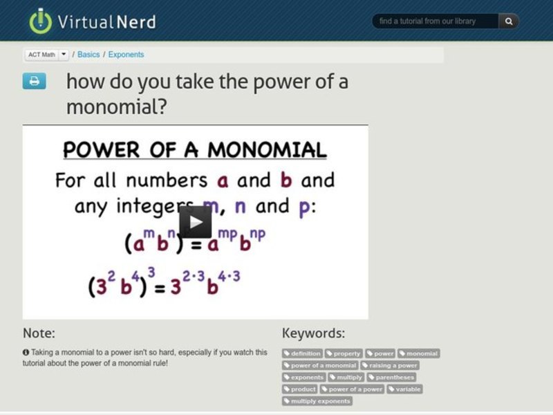 How Do You Take the Power of a Monomial? Instructional Video