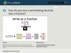 How Do You Turn a Terminating Decimal Into a Fraction? Instructional Video