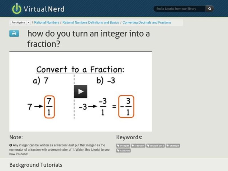 How Do You Turn an Integer Into a Fraction? Instructional Video