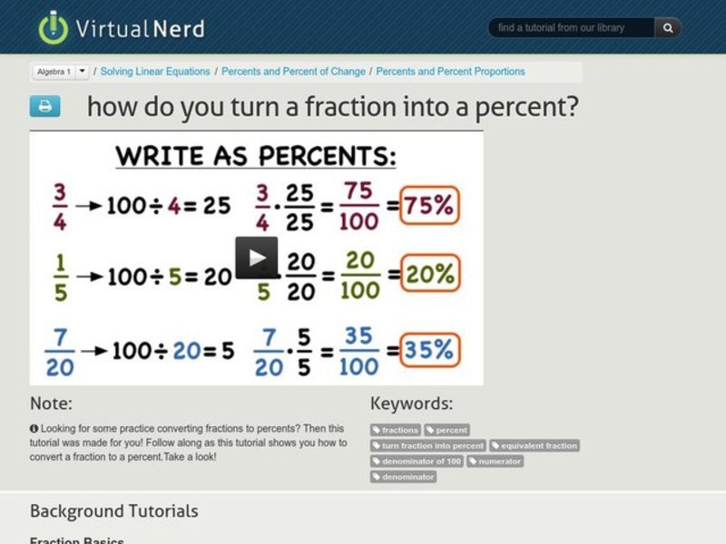 How Do You Turn a Fraction Into a Percent? Instructional Video