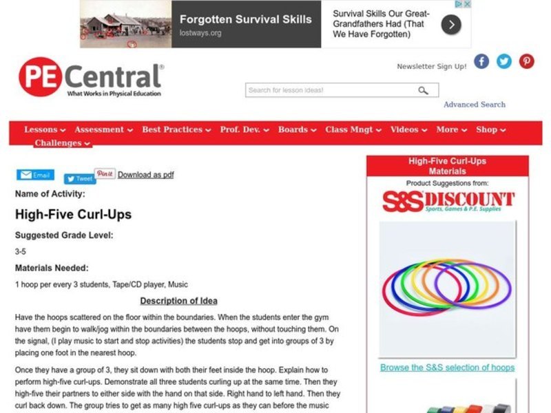 High-Five Curl-Ups Lesson Plan