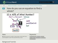 How Do You Use an Equation to Find a Whole? Instructional Video