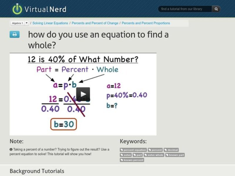 How Do You Use an Equation to Find a Whole? Instructional Video