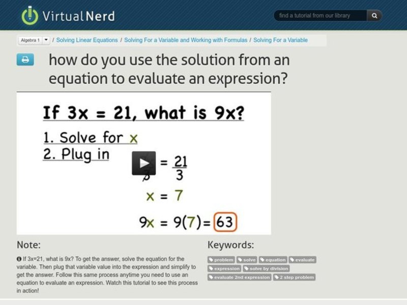 How Do You Use the Solution from an Equation to Evaluate an Expression? Instructional Video