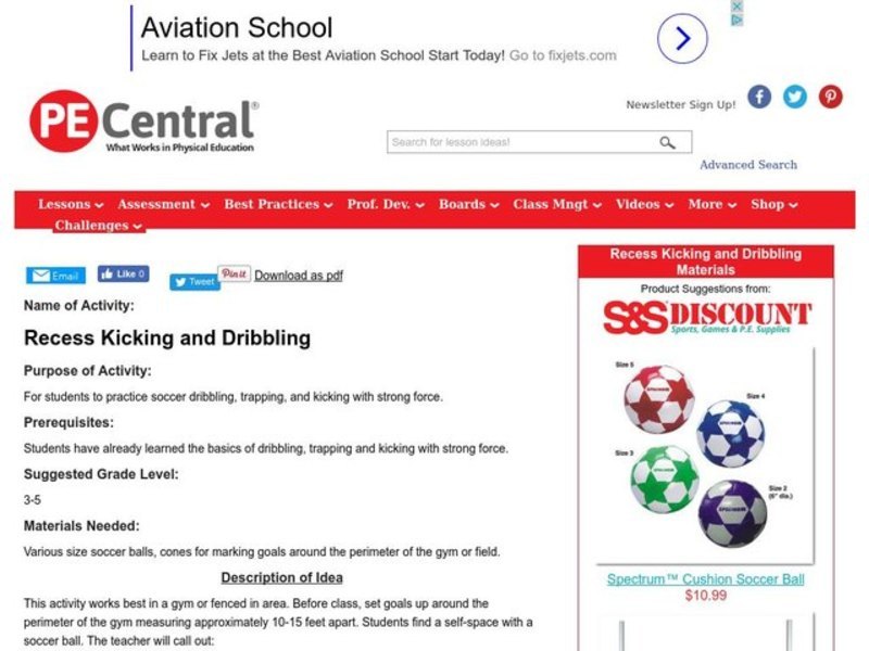 Recess Kicking and Dribbling Lesson Plan