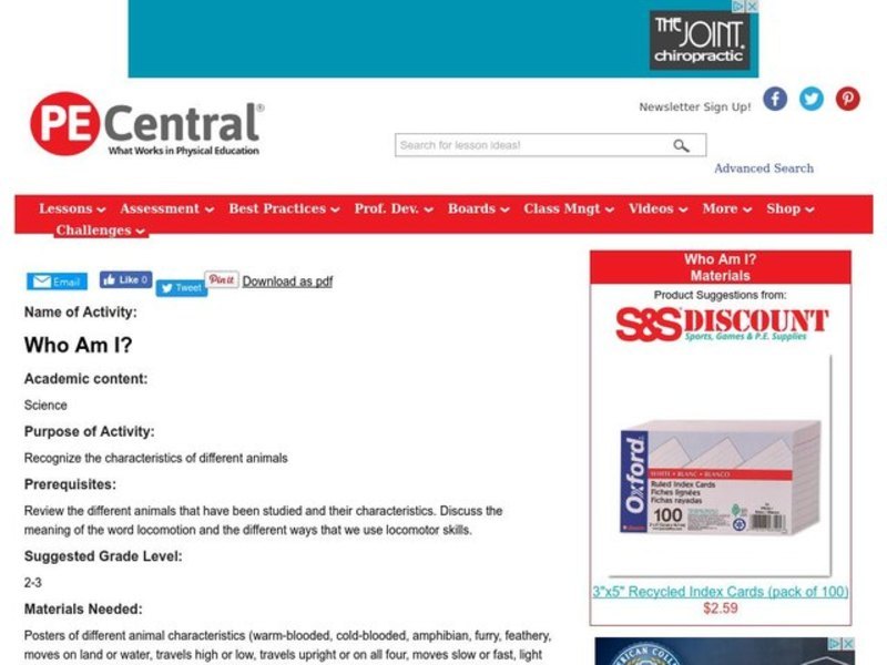 Who Am I? - Locomotor Skills Lesson Plan