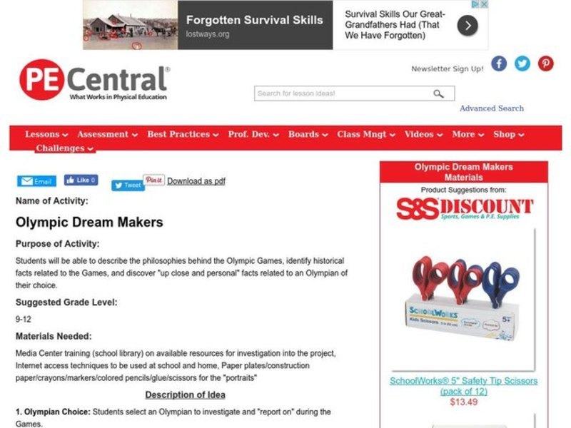 Olympic Dream Makers Lesson Plan