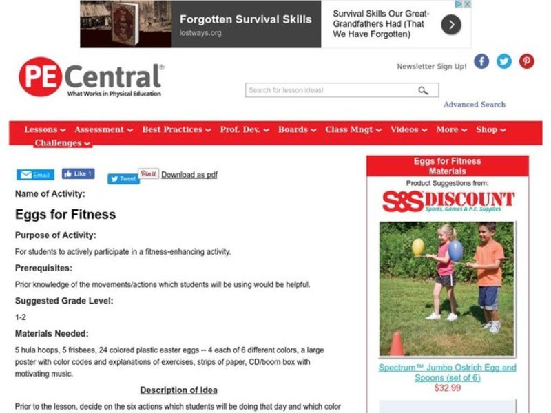 Eggs for Fitness Lesson Plan
