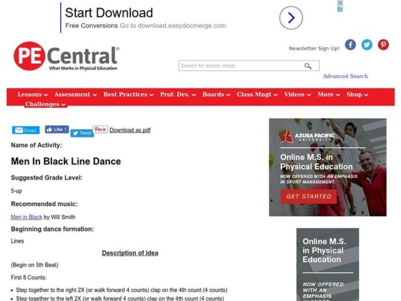 Men In Black Line Dance Lesson Plan