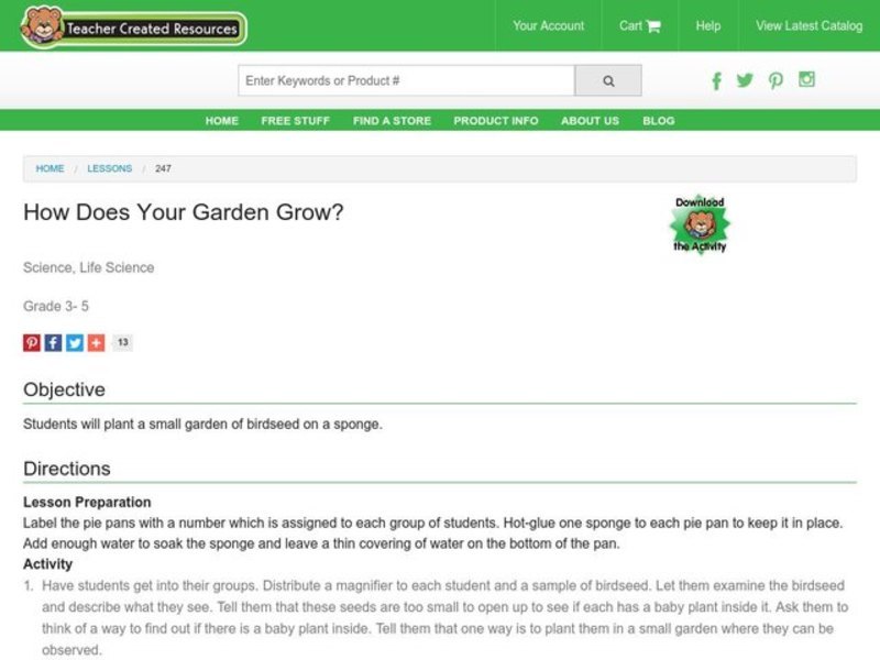 How Does Your Garden Grow? Lesson Plan