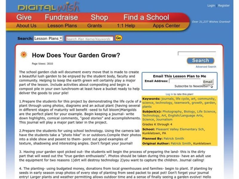 How Does Your Garden Grow? Lesson Plan
