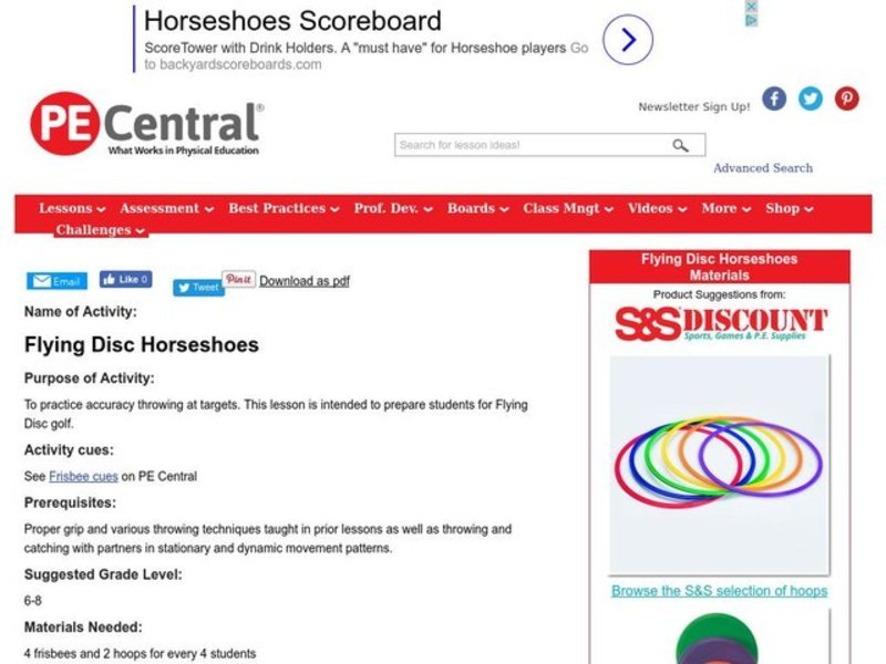 Flying Disc Horseshoes Lesson Plan