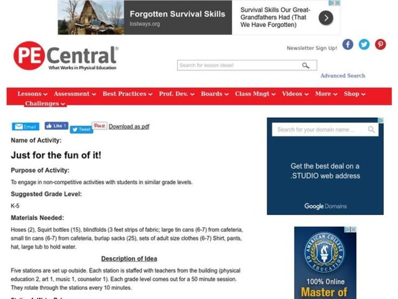 Just for the fun of it! Lesson Plan