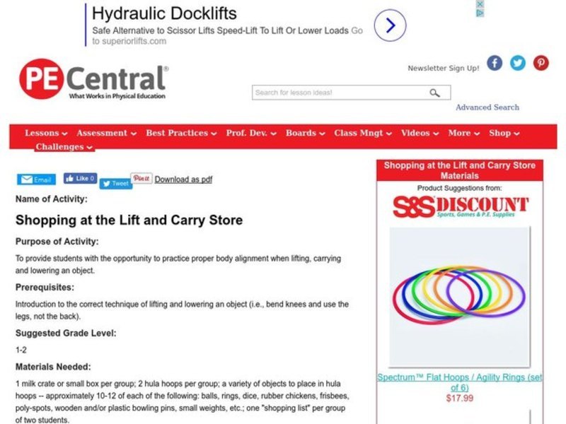 Shopping at the Lift and Carry Store Lesson Plan