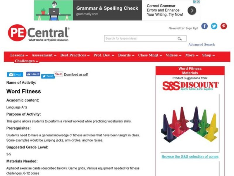 Word Fitness Lesson Plan