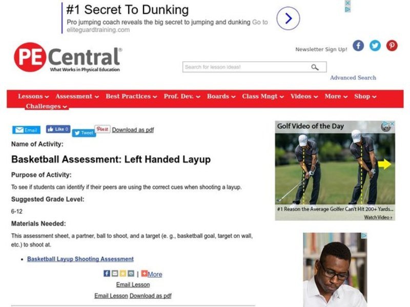 Basketball Assessment: Left Handed Layup Lesson Plan