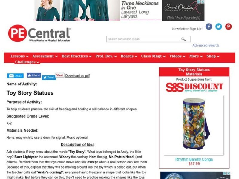 Toy Story Statues Lesson Plan