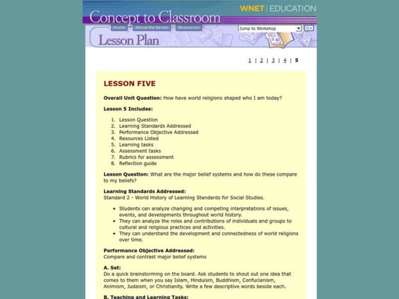 How have world religions shaped who I am today? Lesson Plan