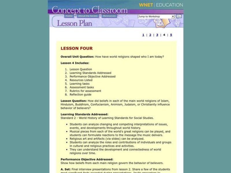 How have world religions shaped who I am today? Lesson Plan