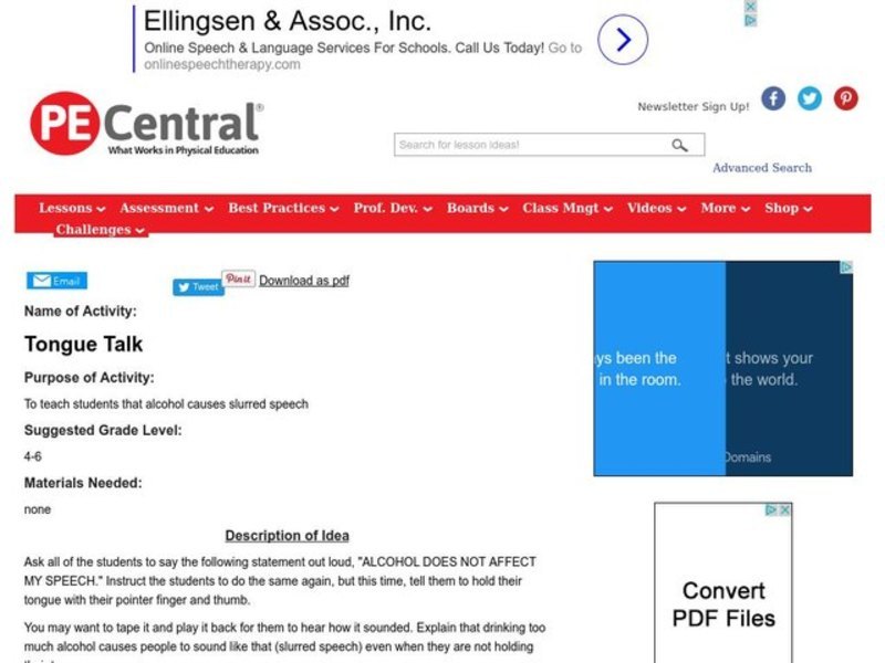 Tongue Talk Lesson Plan