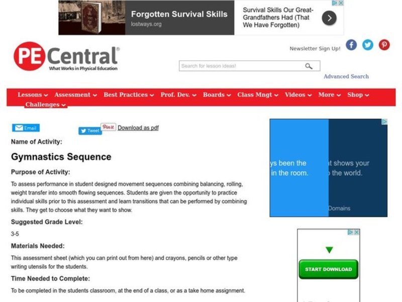 Gymnastics Sequence Lesson Plan