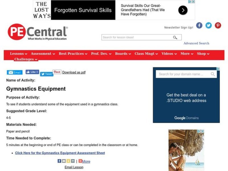 Gymnastics Equipment Lesson Plan