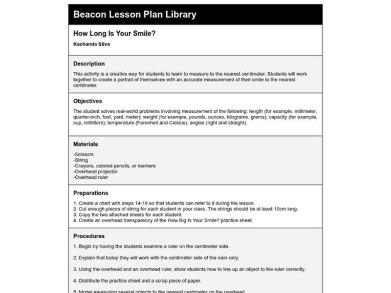 How Long Is Your Smile? Lesson Plan