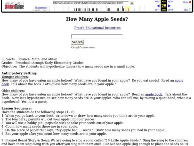 How Many Apple Seeds? Lesson Plan