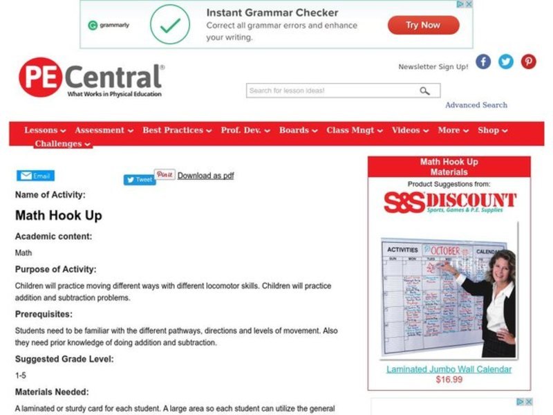 Math Hook Up Lesson Plan