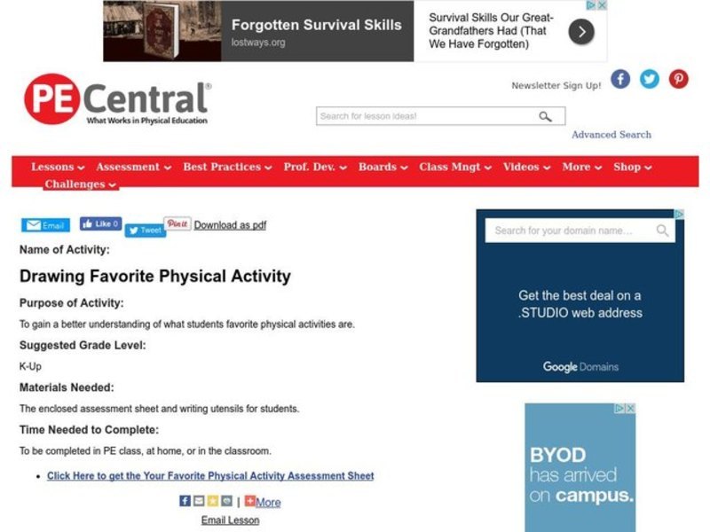 Drawing Favorite Physical Activity Lesson Plan