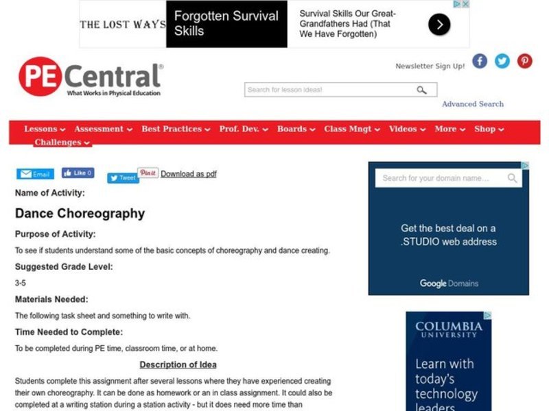 Dance Choreography Lesson Plan