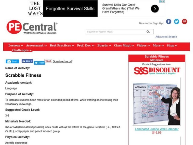 Scrabble Fitness Lesson Plan
