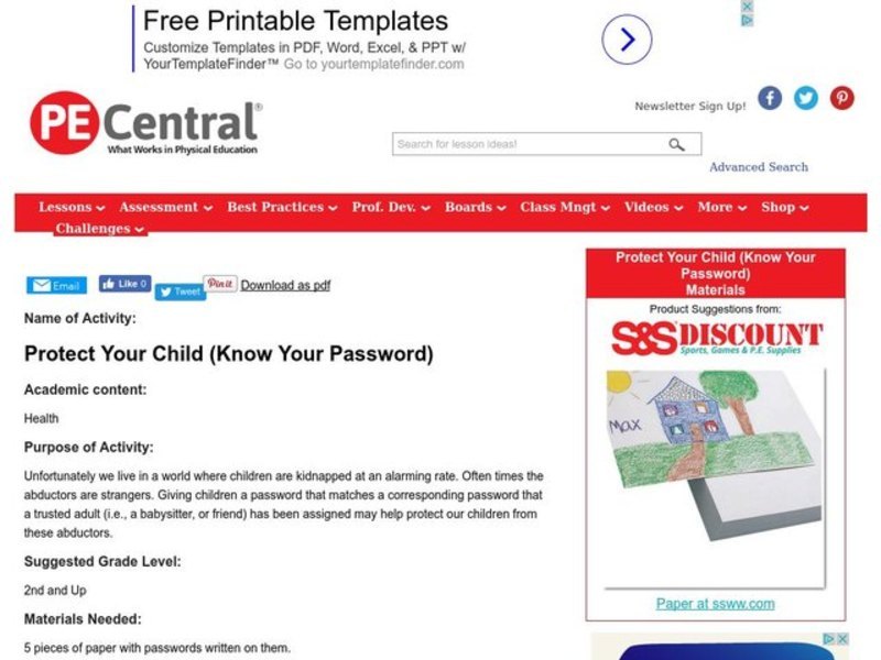 Protect Your Child: Know Your Password Lesson Plan