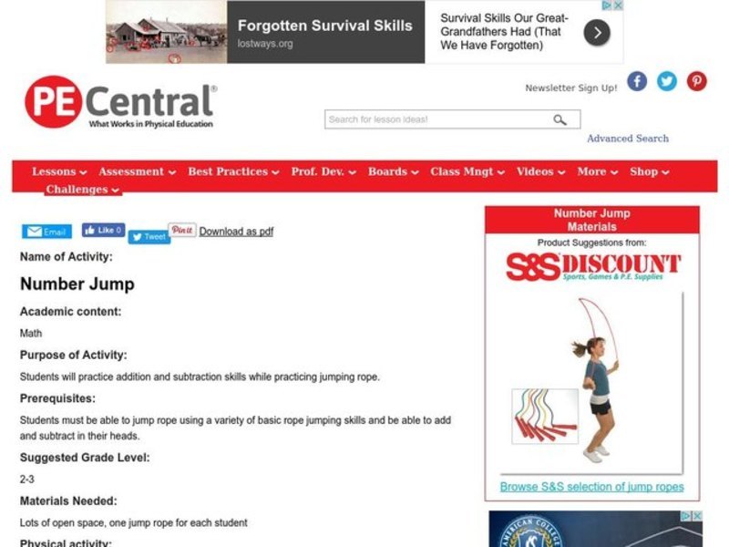 Number Jump Lesson Plan