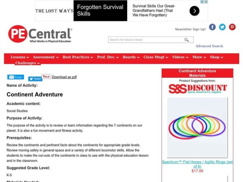 Continent Adventure Lesson Plan
