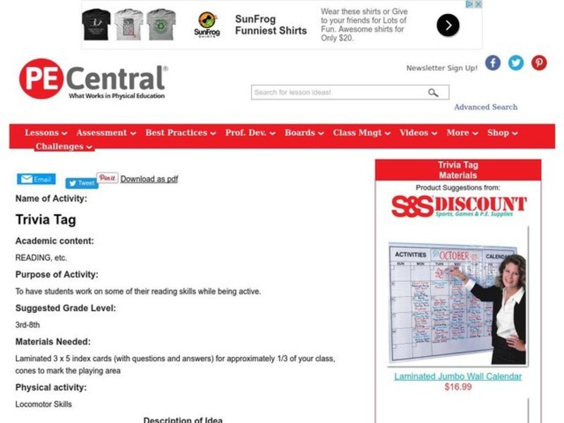 Trivia Tag Lesson Plan