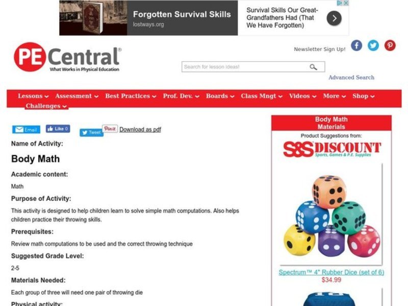 Body Math Lesson Plan