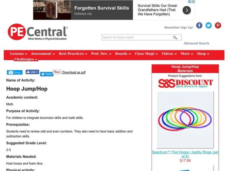 Hoop Jump/Hop Lesson Plan