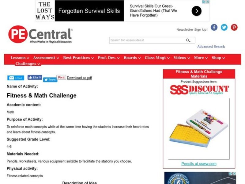 Fitness & Math Challenge Lesson Plan