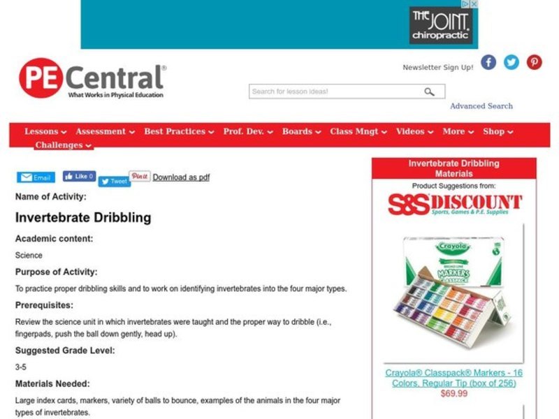 Invertebrate Dribbling Lesson Plan