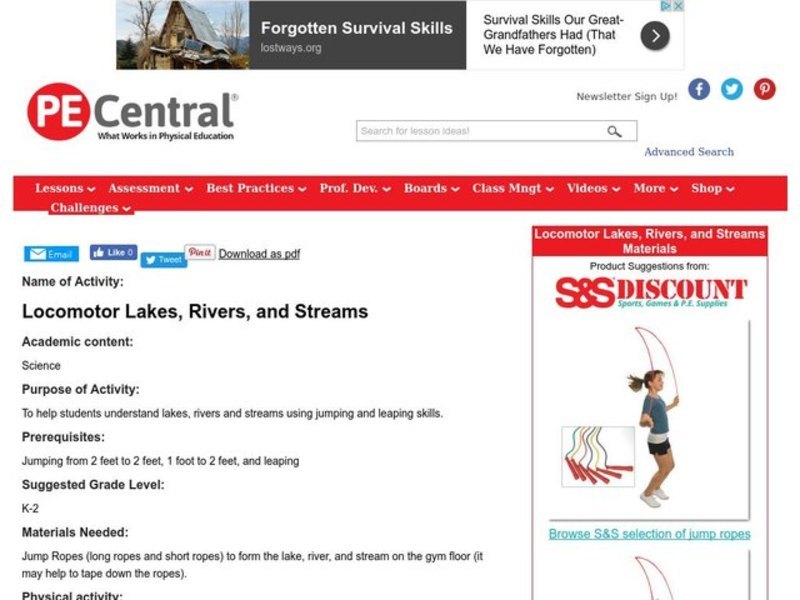 Locomotor Lakes, Rivers, and Streams Lesson Plan