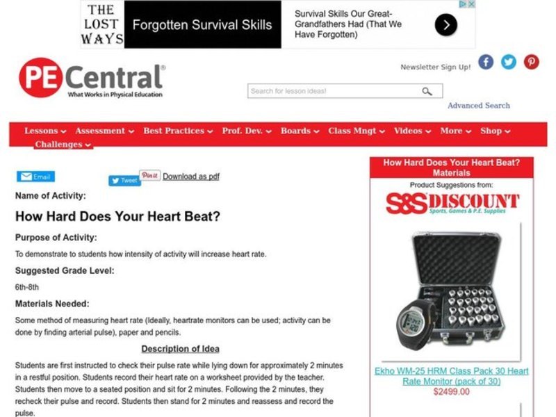 How Hard Does Your Heart Beat? Lesson Plan
