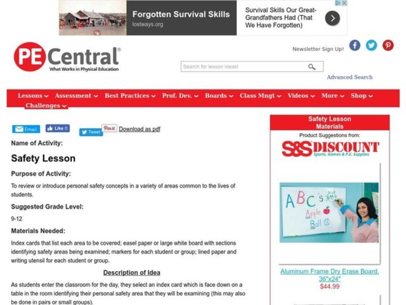 Safety Lesson Lesson Plan