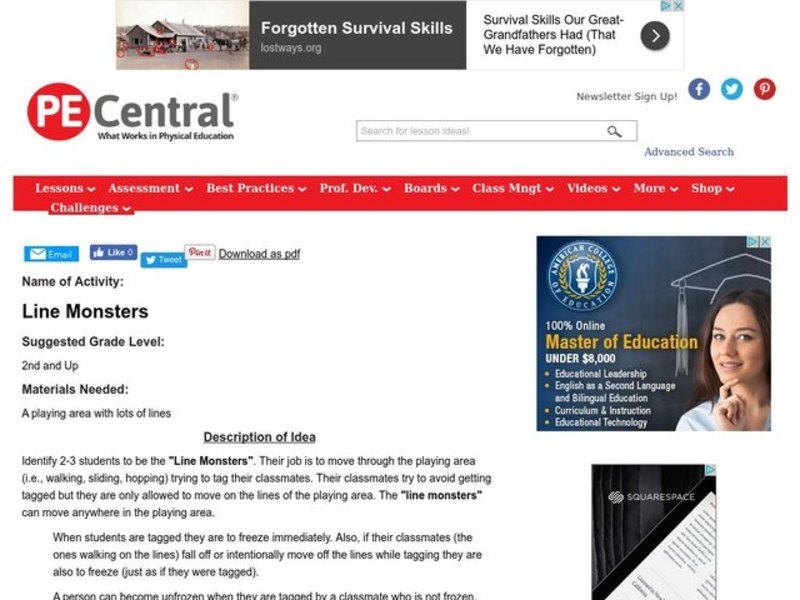 Line Monsters Lesson Plan