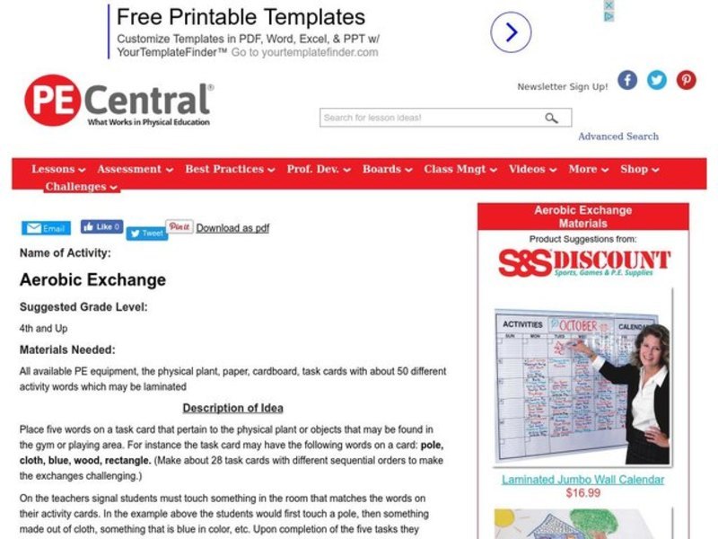 Aerobic Exchange Lesson Plan