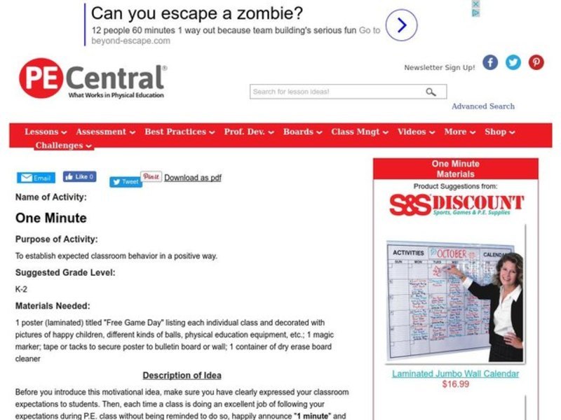 One Minute Lesson Plan