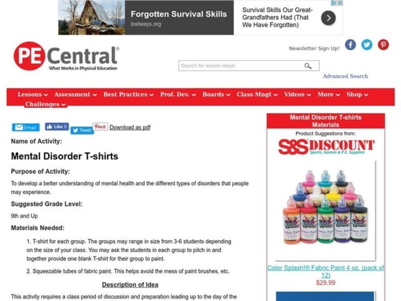 Mental Disorder T-shirts Lesson Plan