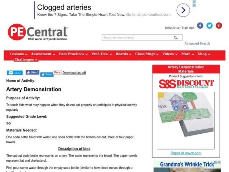 Artery Demonstration Lesson Plan