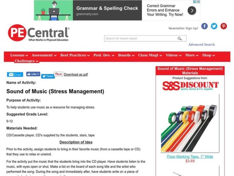 Sound of Music (Stress Management) Lesson Plan