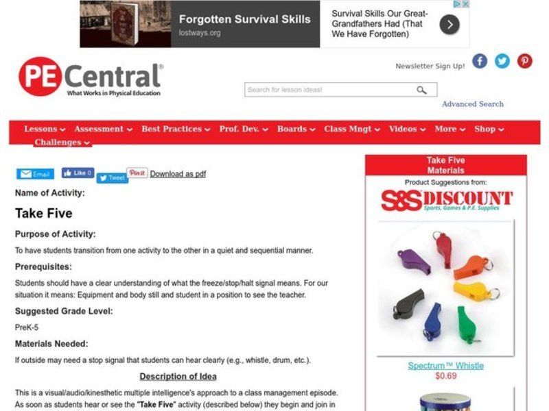 Take Five Lesson Plan